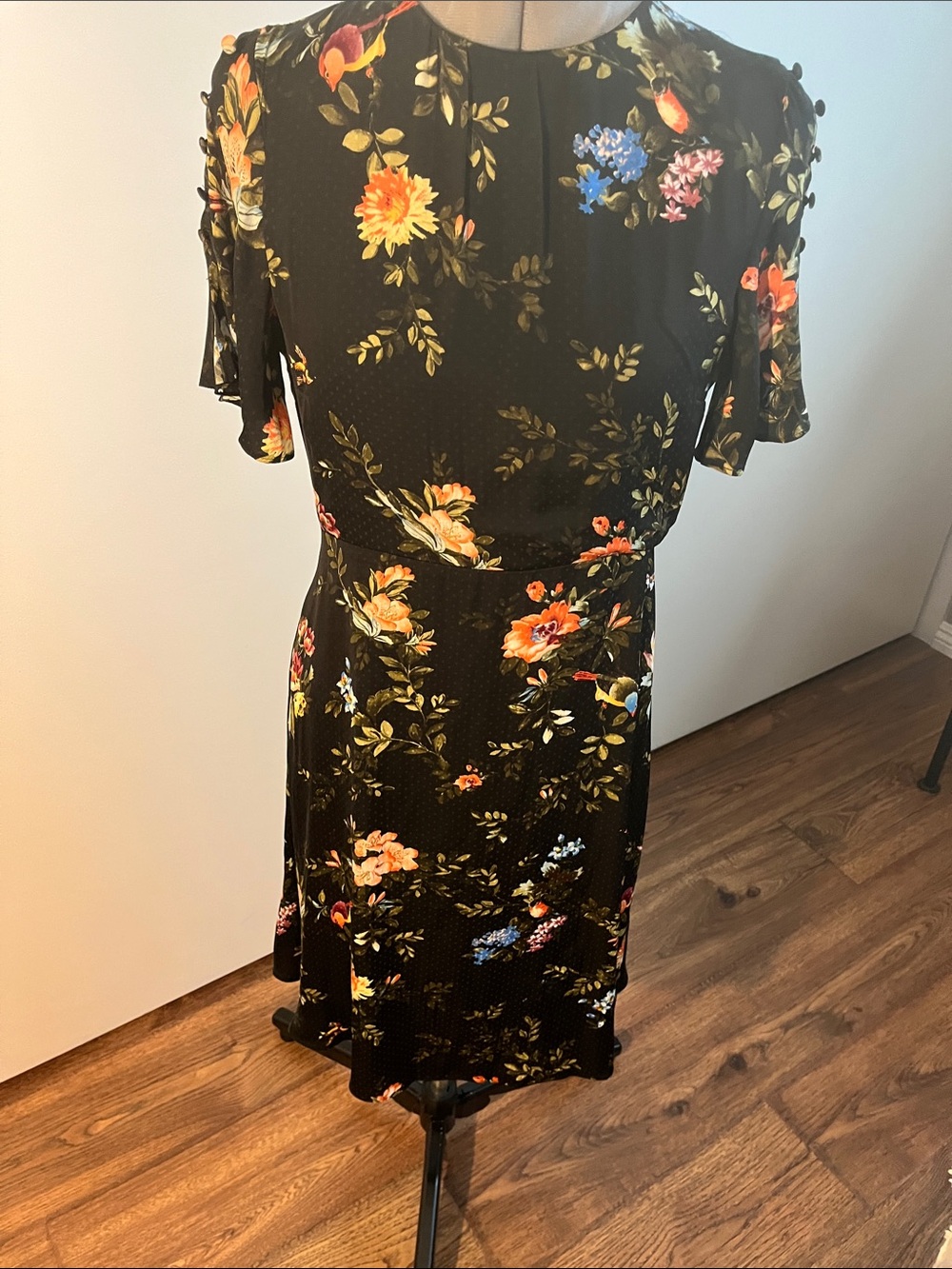 H&M Black Floral Midi Dress with Multicolor Blooms - Picture 7 of 9